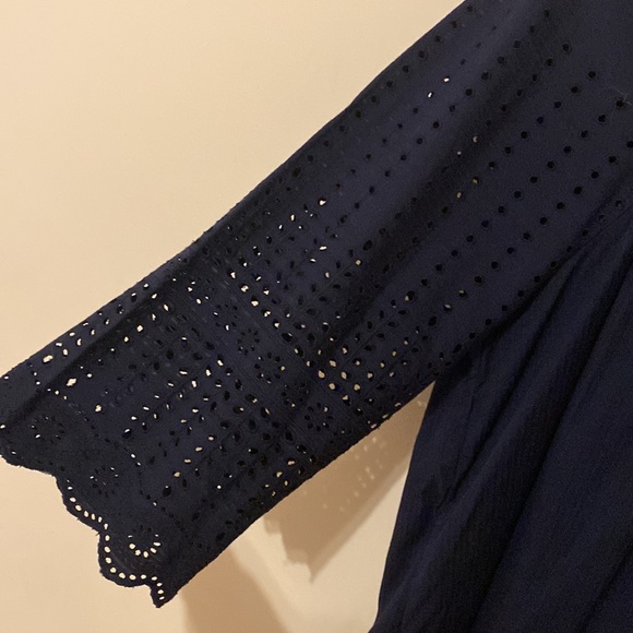 Erin Cotton Broderie Dress - Navy - Picture 5 of 8
